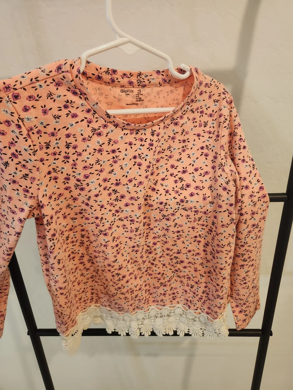 GAP Girls' Peach Crochet Detail Tee